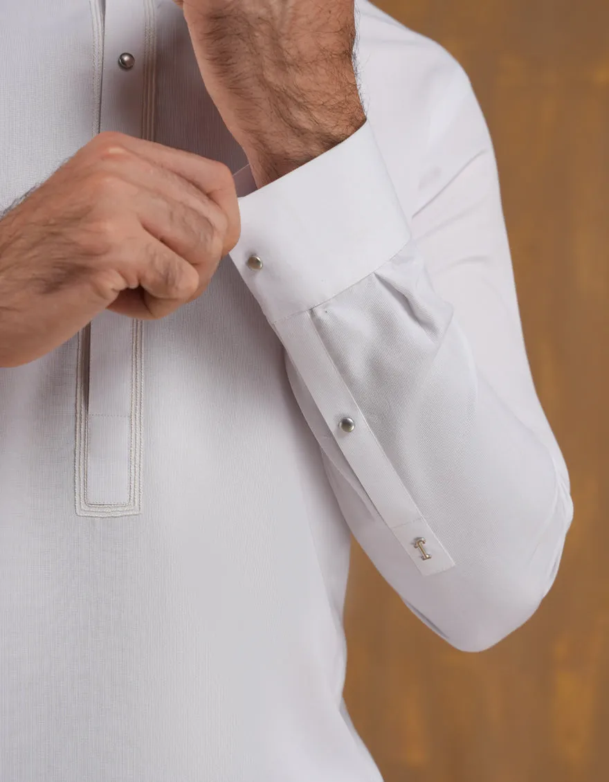 WHITE BLENDED KAMEEZ SHALWAR | JJKS-A-90500/S24/JJ9663-SF sold by Junaid Jamshed product image thumbnail 4