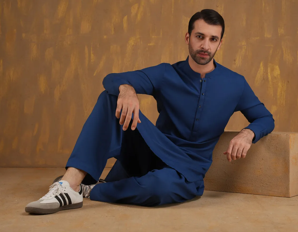 BLUE BLENDED KAMEEZ SHALWAR | JJKS-A-90501/S24/JJ9663-SF sold by Junaid Jamshed product image thumbnail 4