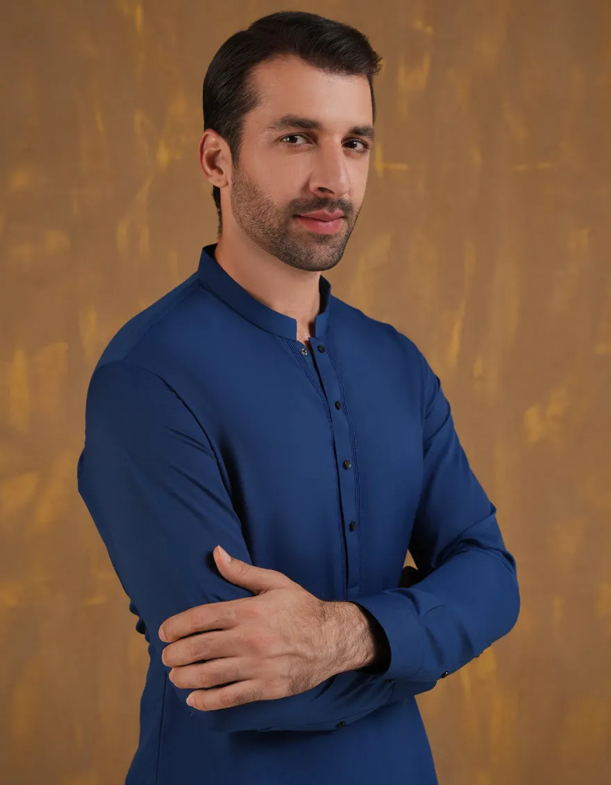 BLUE BLENDED KAMEEZ SHALWAR | JJKS-A-90501/S24/JJ9663-SF sold by Junaid Jamshed product image thumbnail 3