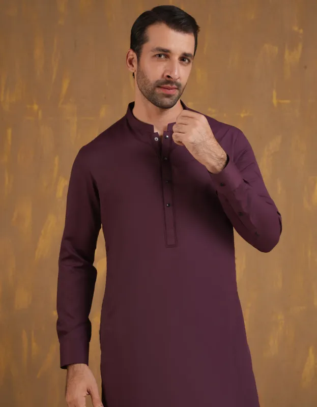 RED BLENDED KAMEEZ SHALWAR | JJKS-A-90502/S24/JJ9663-SF sold by Junaid Jamshed