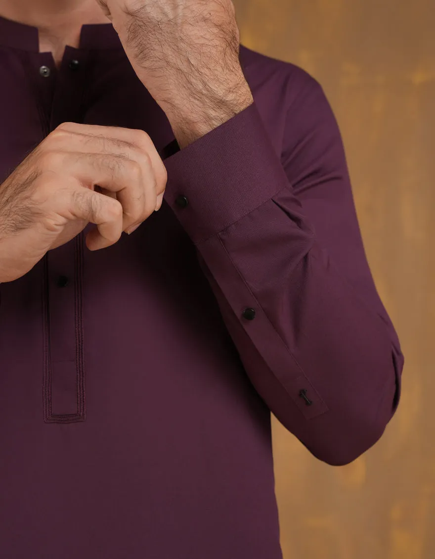 RED BLENDED KAMEEZ SHALWAR | JJKS-A-90502/S24/JJ9663-SF sold by Junaid Jamshed product image thumbnail 2