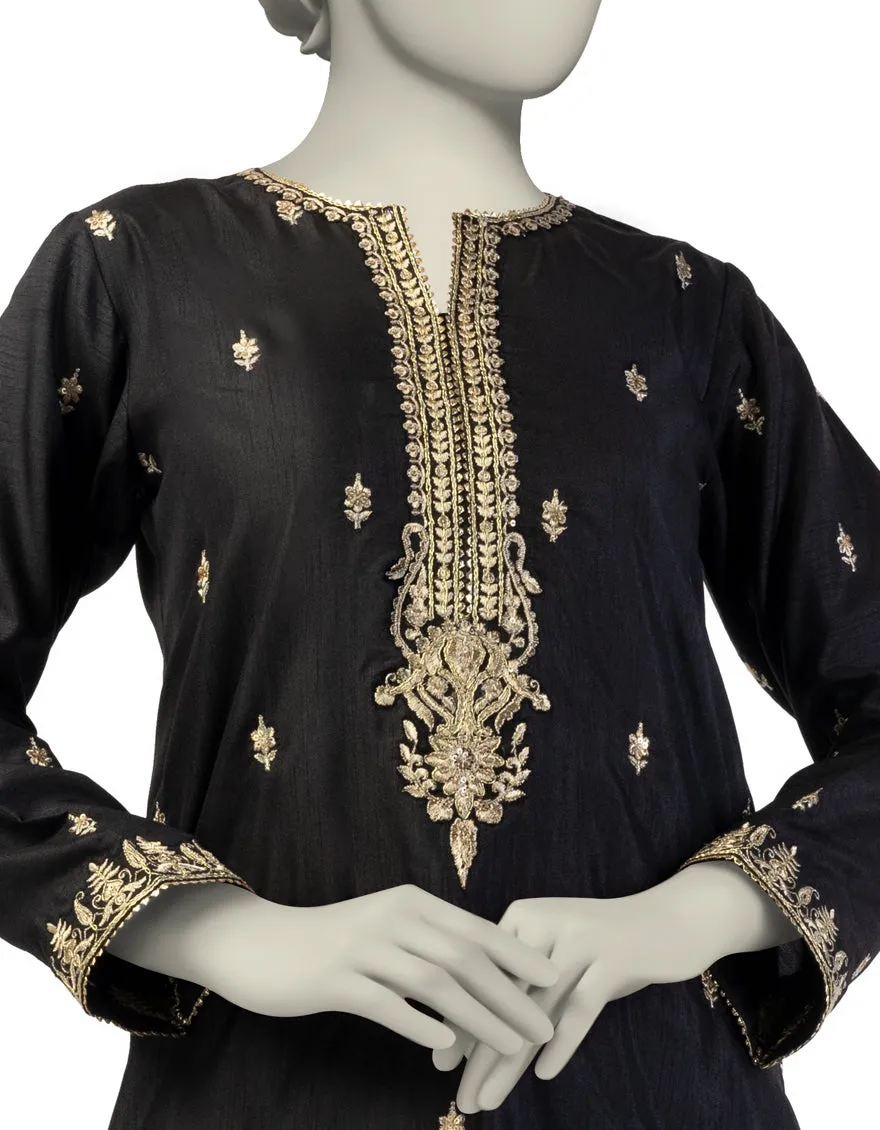 BLACK RAW SILK KURTI | JJLK-S-JFS-25-203 FB/ELFESYA-3 sold by Junaid Jamshed product image thumbnail 2