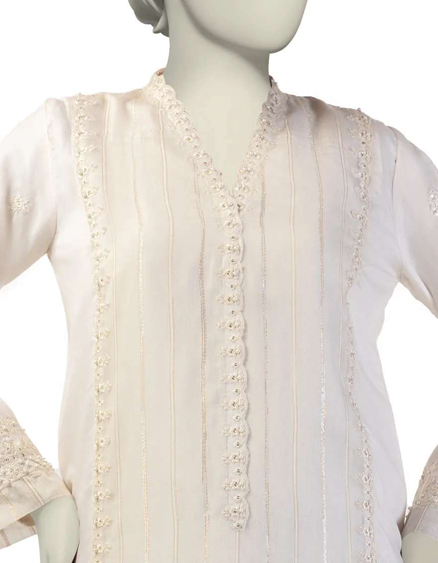 WHITE PAPER COTTON KURTI | JJLK-S-JFS-25-207 FB/ELFESYA-7 sold by Junaid Jamshed product image thumbnail 2