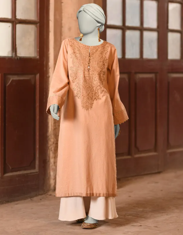 BROWN LAWN KURTI | JJLK-S-JSS-25-333 FB/ FOIL ZARI-01 sold by Junaid Jamshed