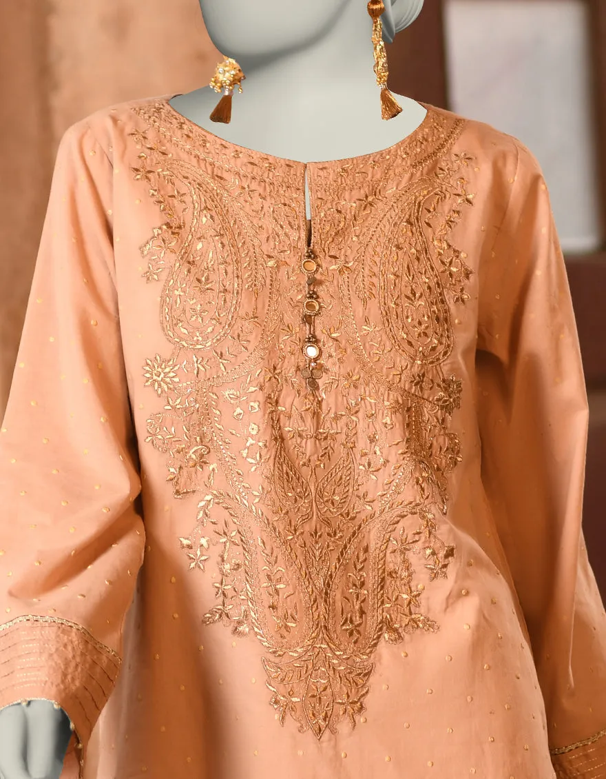 BROWN LAWN KURTI | JJLK-S-JSS-25-333 FB/ FOIL ZARI-01 sold by Junaid Jamshed product image thumbnail 2