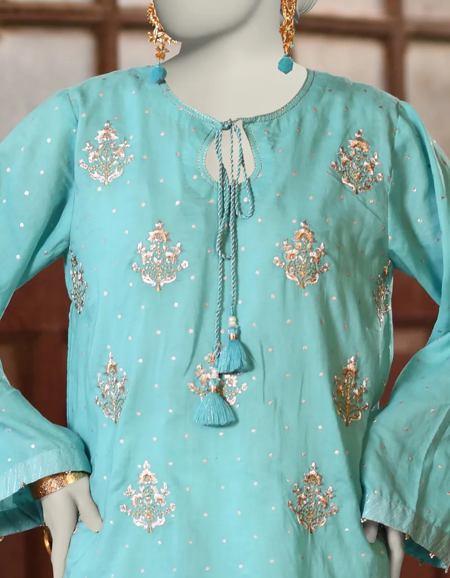 BLUE LAWN KURTI | JJLK-S-JSS-25-334 FB/FOIL ZARI-02 sold by Junaid Jamshed product image thumbnail 2