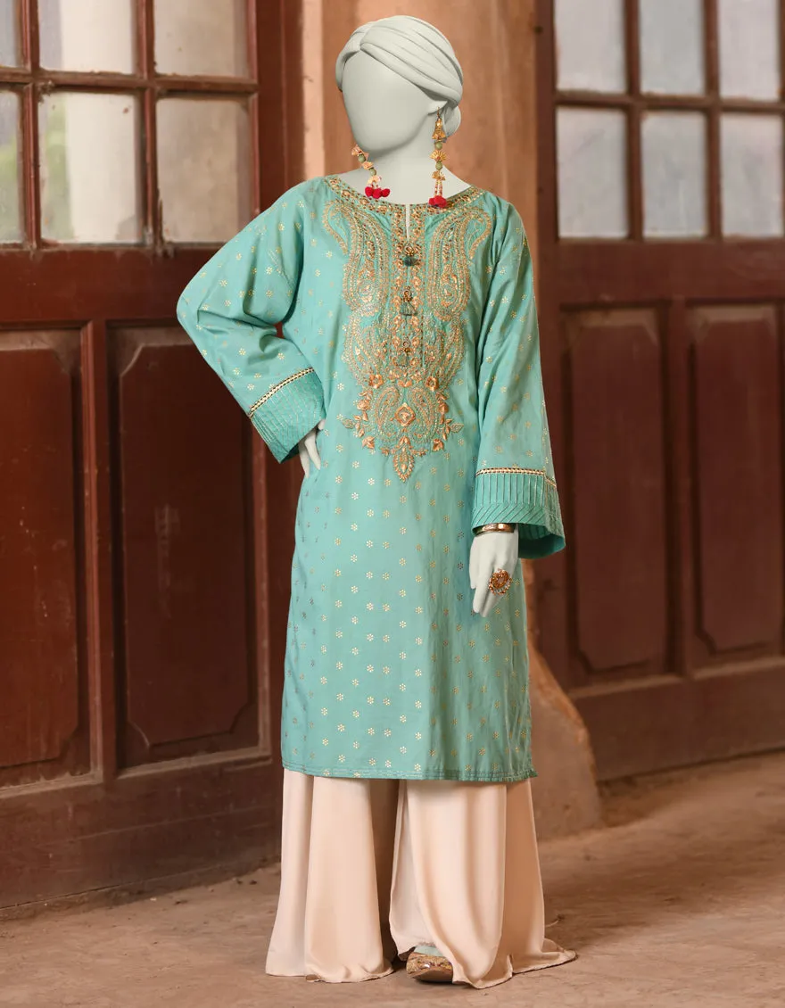 BLUE LAWN KURTI | JJLK-S-JSS-25-335 FB/FOIL ZARI-03 sold by Junaid Jamshed
