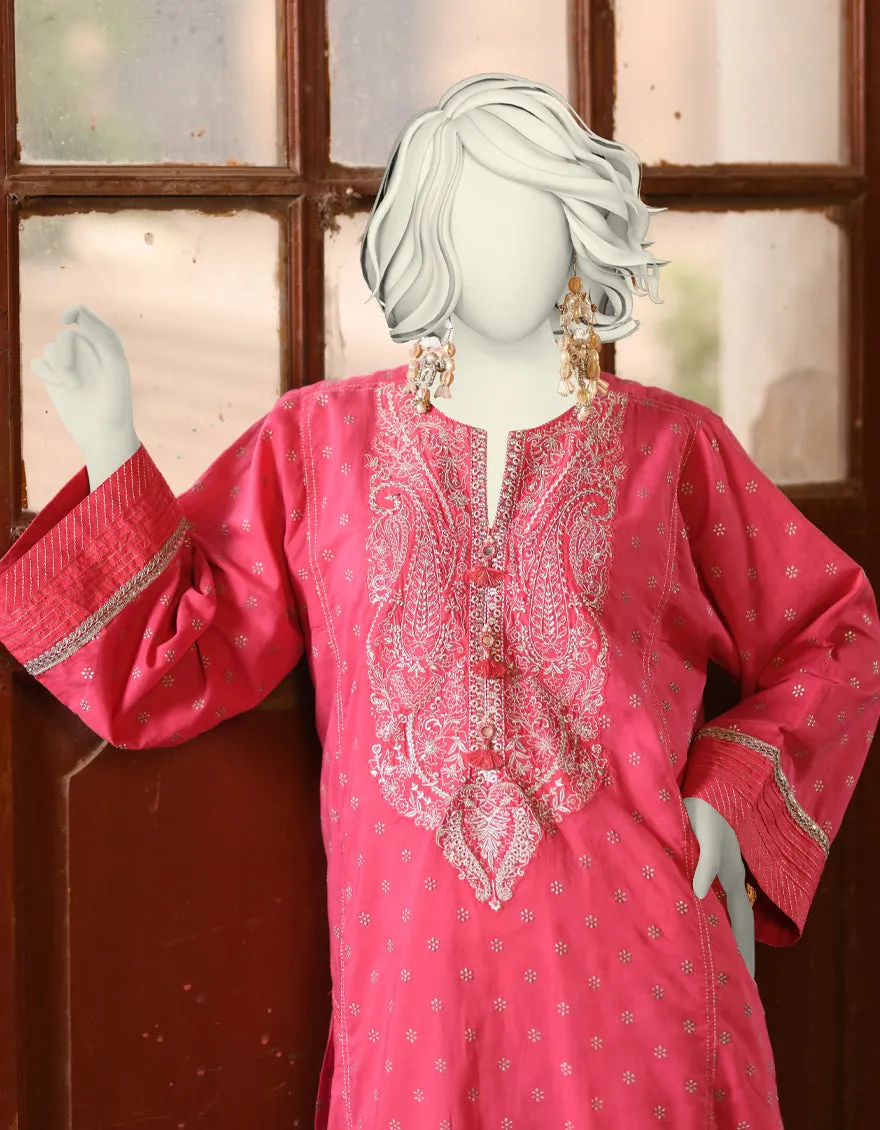 PINK LAWN KURTI | JJLK-S-JSS-25-336 FB/FOIL ZARI-04 sold by Junaid Jamshed product image thumbnail 3