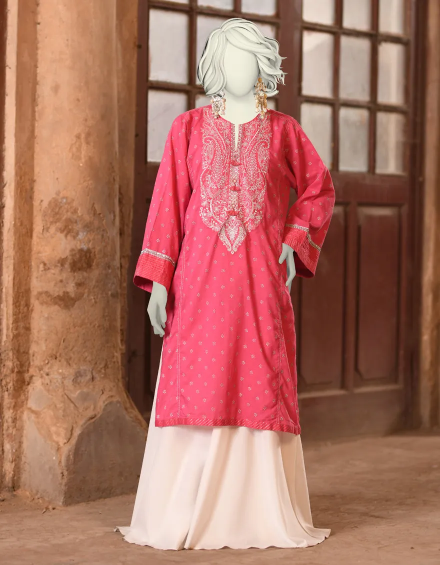 PINK LAWN KURTI | JJLK-S-JSS-25-336 FB/FOIL ZARI-04 sold by Junaid Jamshed