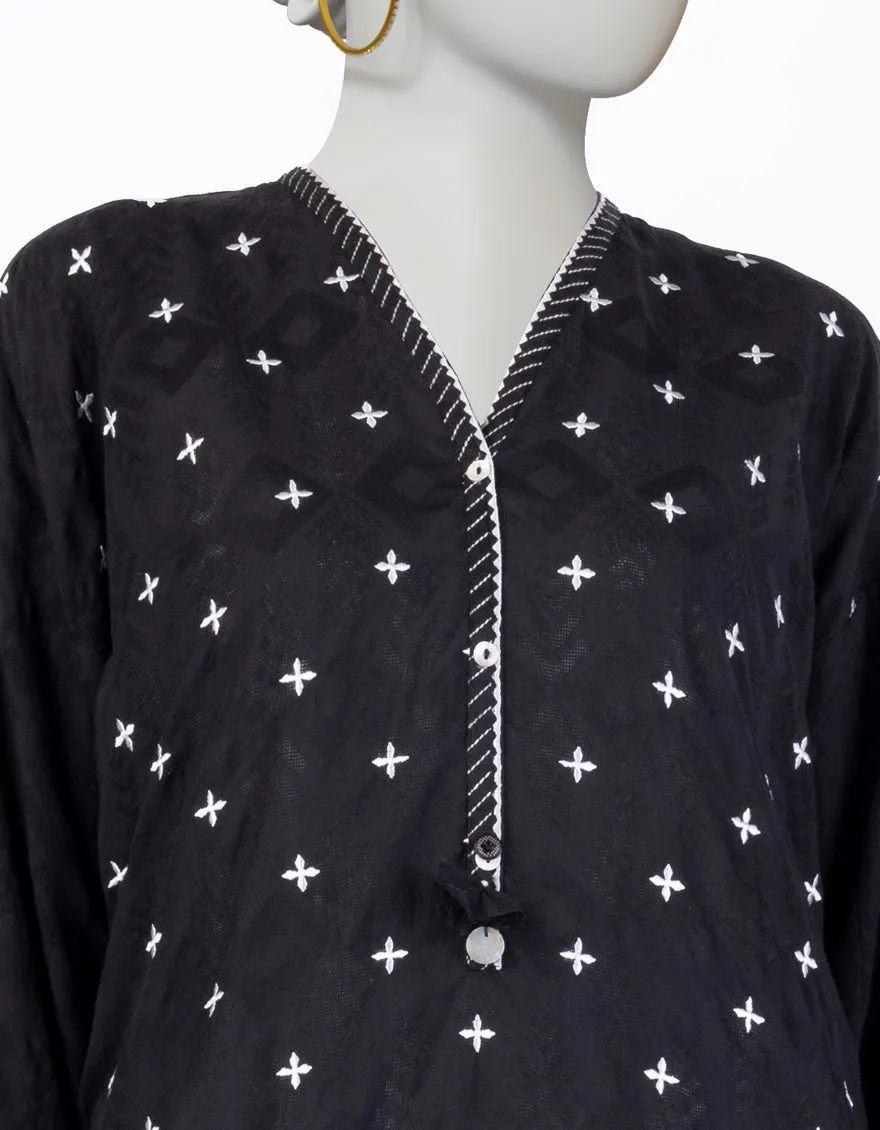 BLACK DOBBY KURTI | JJLK-S-JSS-25-339 FB/RALLI PATCH-03 sold by Junaid Jamshed product image thumbnail 2
