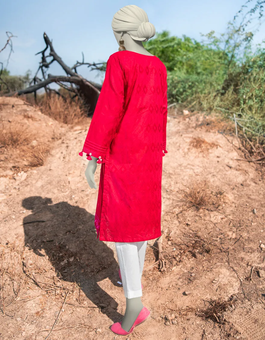 RED DOBBY KURTI | JJLK-S-JSS-25-340 FB/RALLI PATCH-04 sold by Junaid Jamshed product image thumbnail 2