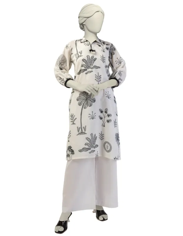 WHITE LAWN KURTI | JJLK-S-JSS-25-389 FB/TRIBAL TREASURES-1 sold by Junaid Jamshed