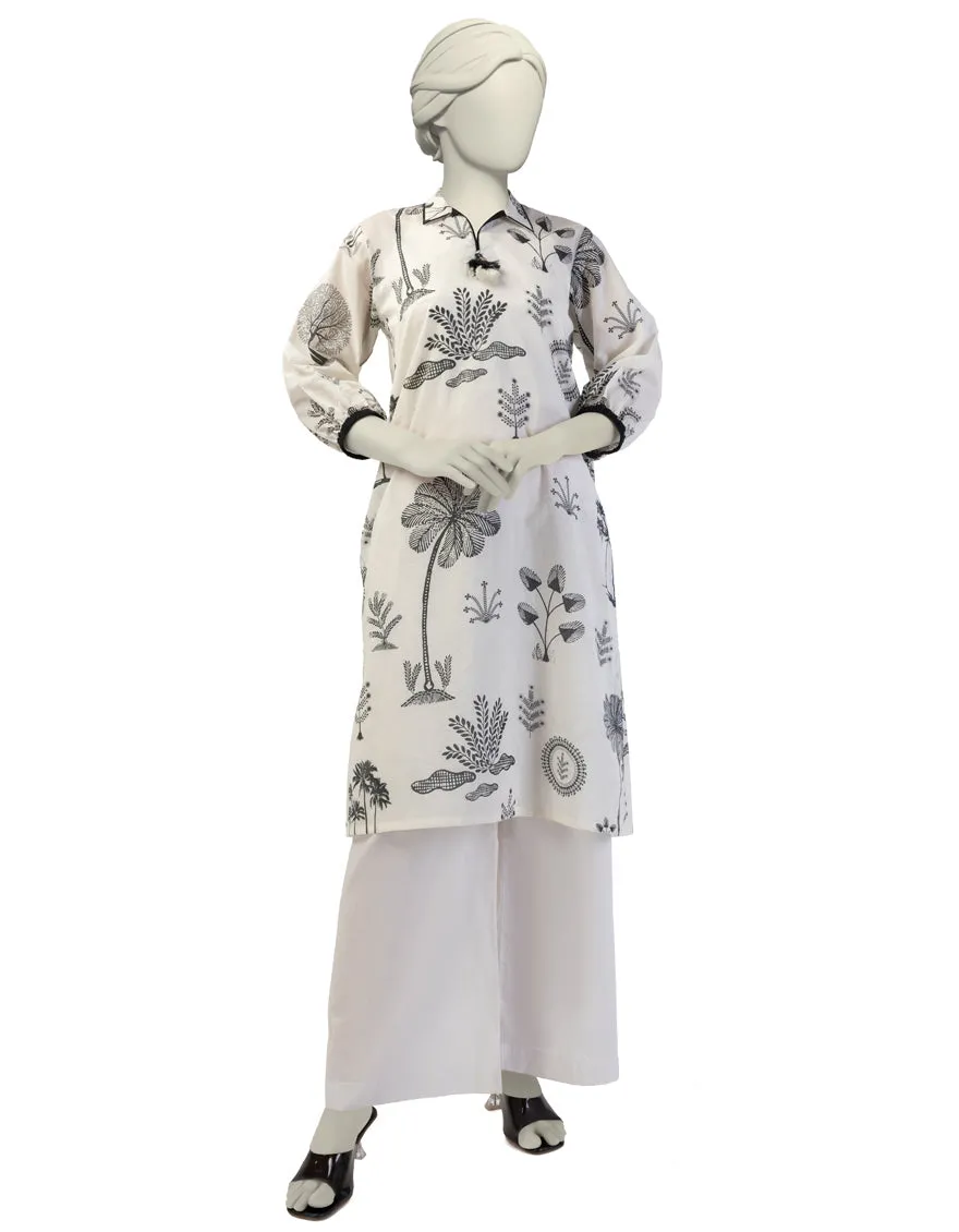 WHITE LAWN KURTI | JJLK-S-JSS-25-389 FB/TRIBAL TREASURES-1 sold by Junaid Jamshed