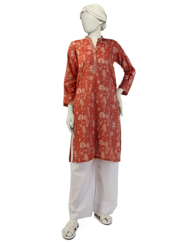 ORANGE LAWN KURTI | JJLK-S-JSS-25-390 FB/TRIBAL TREASURES-02 sold by Junaid Jamshed