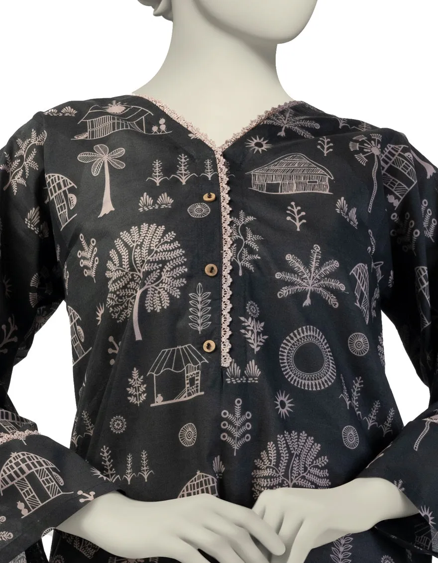 BLACK LAWN KURTI | JJLK-S-JSS-25-392 FB/TRIBAL TREASURES-4 sold by Junaid Jamshed product image thumbnail 2