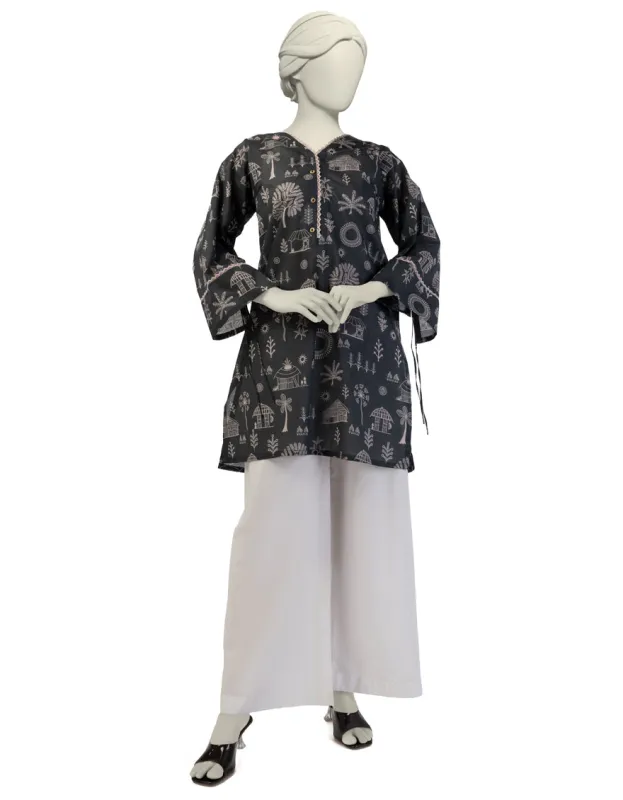 BLACK LAWN KURTI | JJLK-S-JSS-25-392 FB/TRIBAL TREASURES-4 sold by Junaid Jamshed