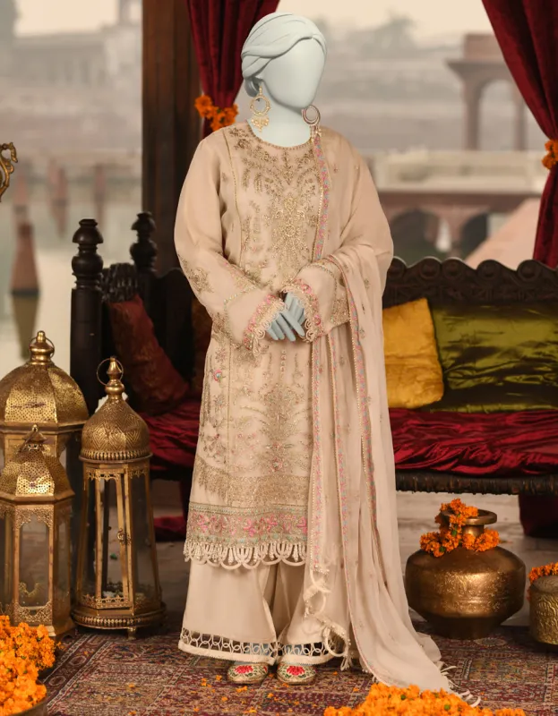 WHITE ORGANZA 3PC UNSTITCHED | JJLS-S-JFU-25-702 FB/FALAK-02 sold by Junaid Jamshed