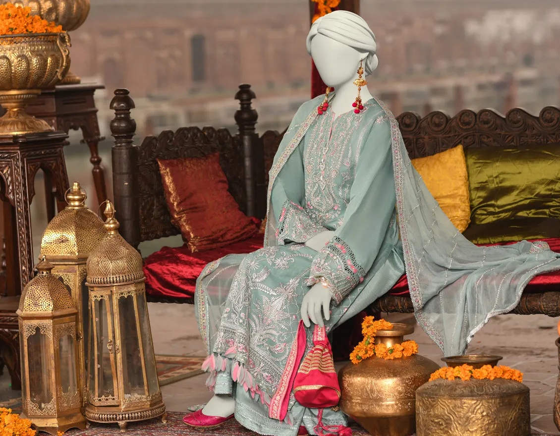 GREEN ORGANZA 3PC UNSTITCHED | JJLS-S-JFU-25-703 FB/FALAK-03 sold by Junaid Jamshed product image thumbnail 4