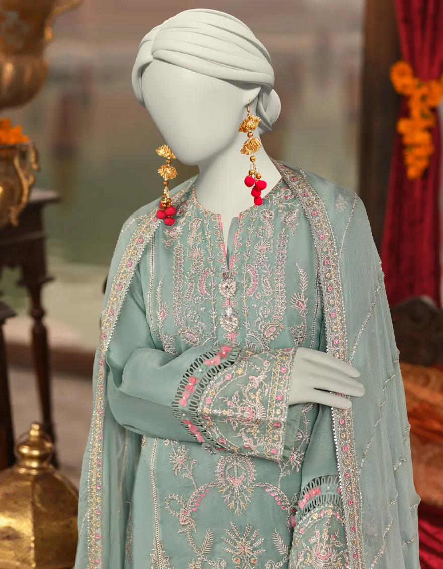 GREEN ORGANZA 3PC UNSTITCHED | JJLS-S-JFU-25-703 FB/FALAK-03 sold by Junaid Jamshed product image thumbnail 2