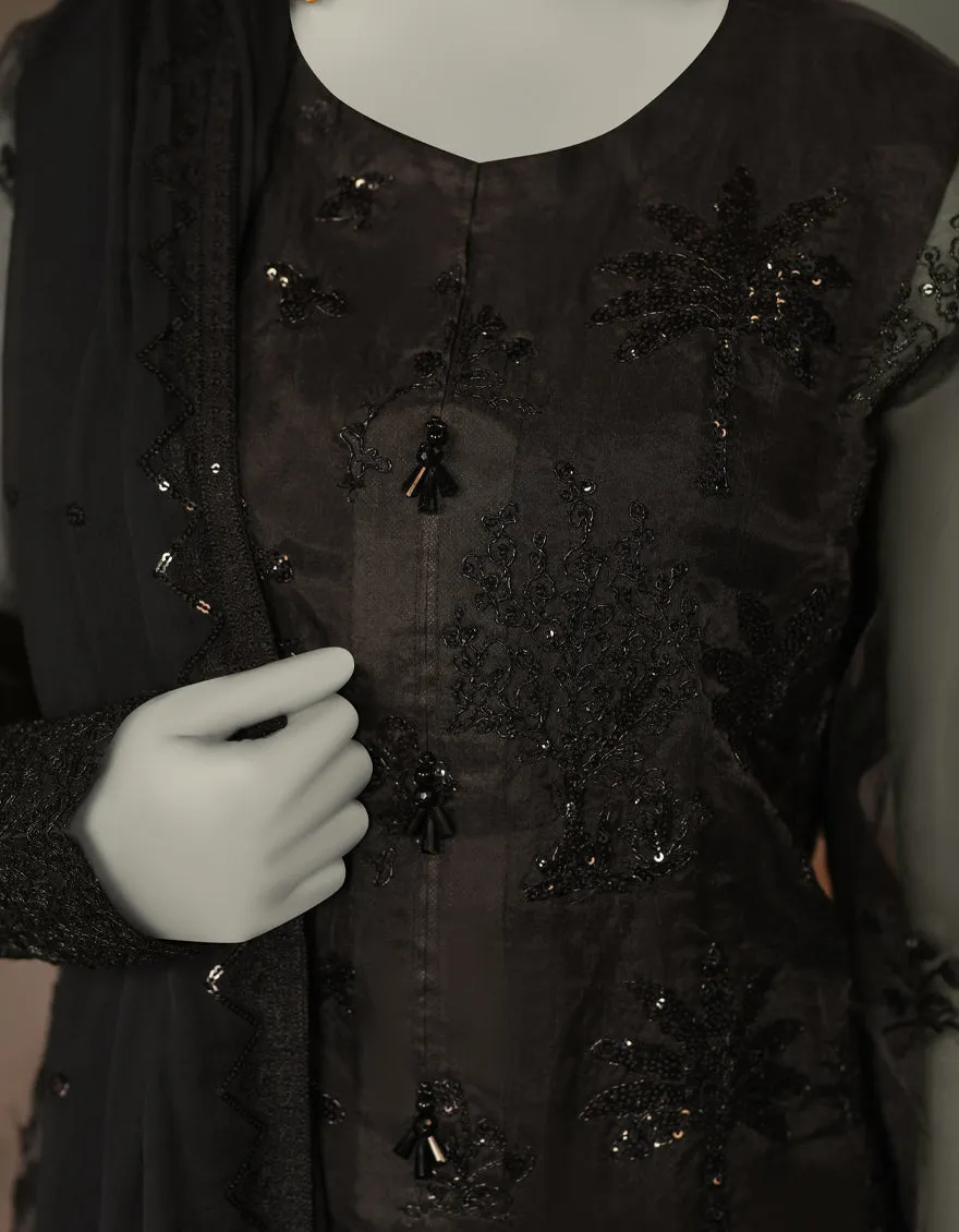 BLACK ORGANZA 3PC UNSTITCHED | JJLS-S-JFU-25-706 FB/FALAK-06 sold by Junaid Jamshed product image thumbnail 3