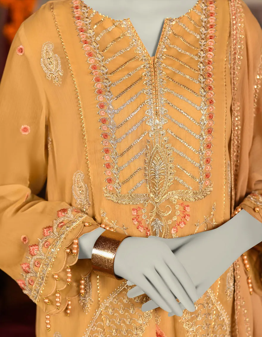 BROWN ORGANZA 3PC UNSTITCHED | JJLS-S-JFU-25-707 FB/FALAK-07 sold by Junaid Jamshed product image thumbnail 3