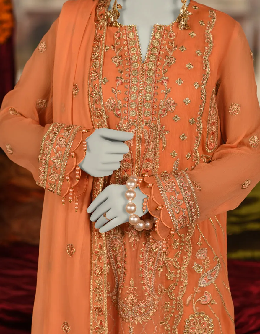 ORANGE ORGANZA 3PC UNSTITCHED | JJLS-S-JFU-25-708 FB/FALAK-08 sold by Junaid Jamshed product image thumbnail 3
