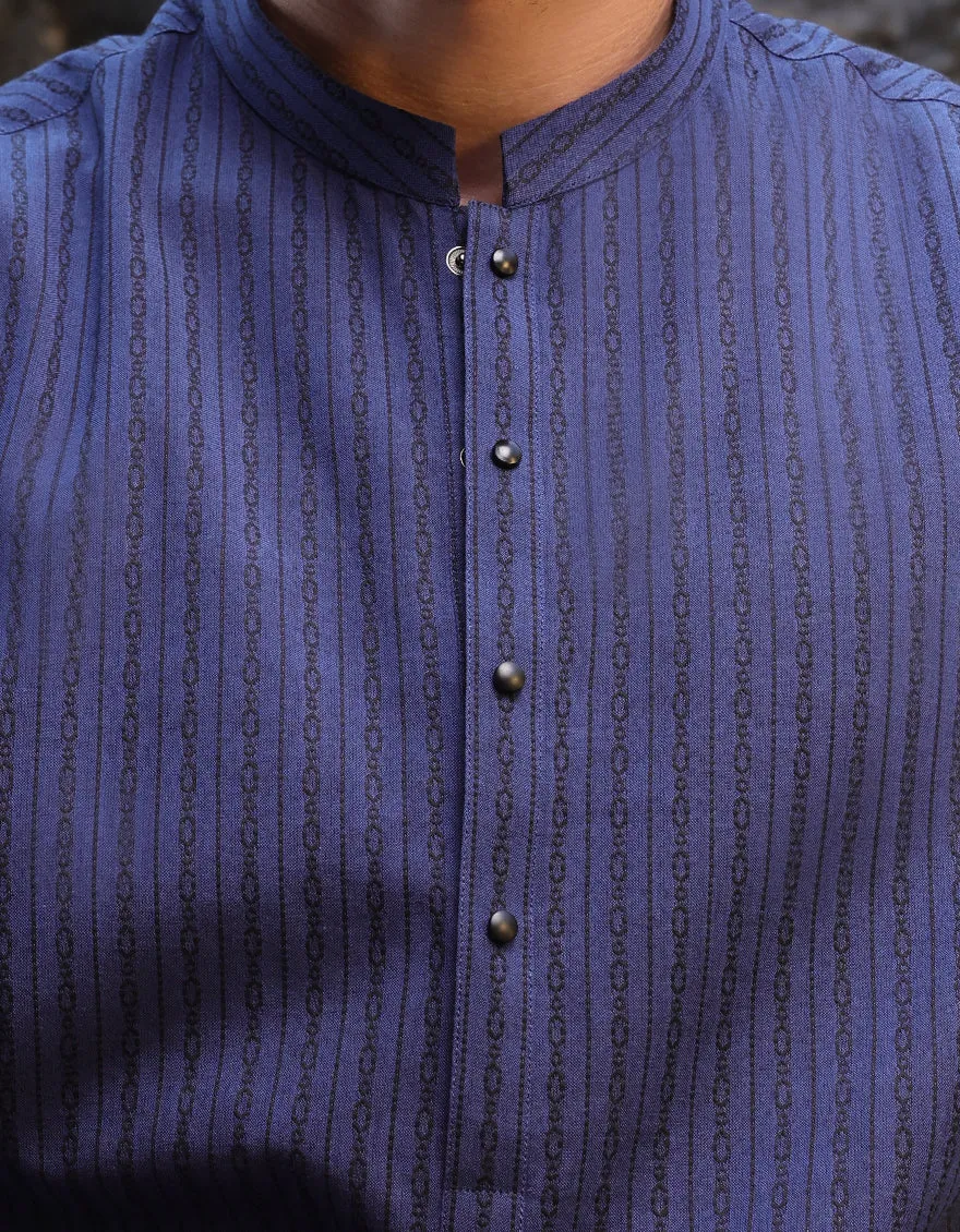 BLUE COTTON THIGH LENGTH KURTA | JJTHLK-S-47351/S25/JMR3387-PN sold by Junaid Jamshed product image thumbnail 2