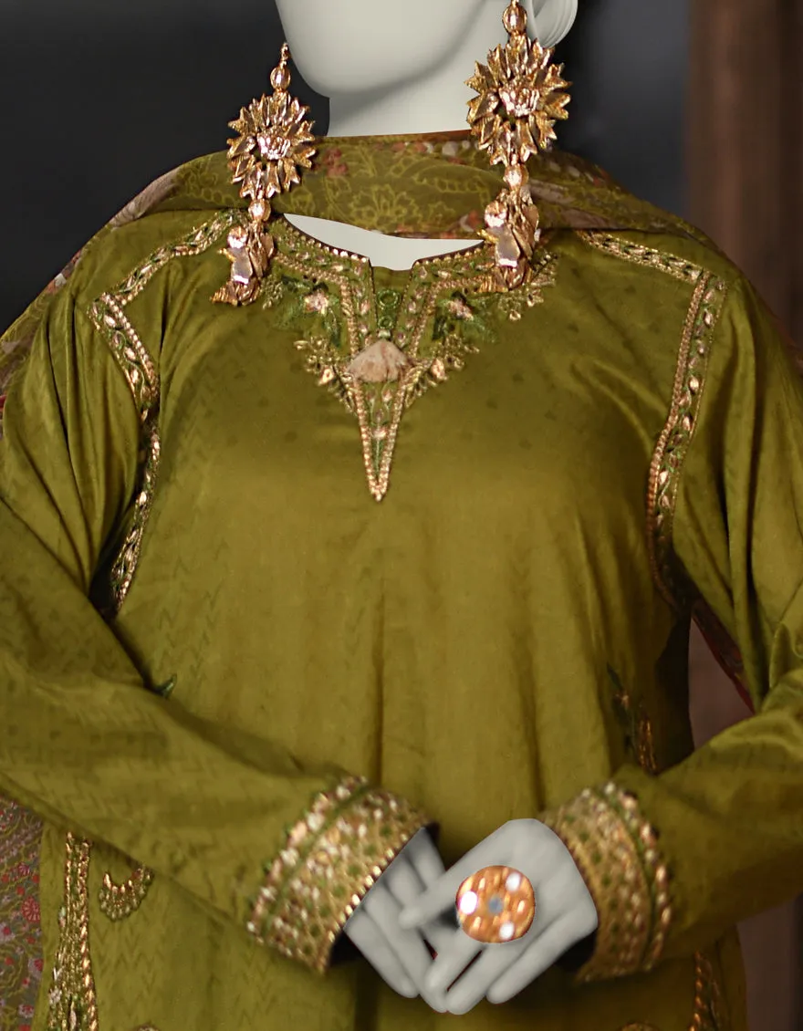 GREEN DOBBY 3PC STITCHED | JLAWN-S-25-013/S KASHMARI-01 sold by Junaid Jamshed product image thumbnail 2