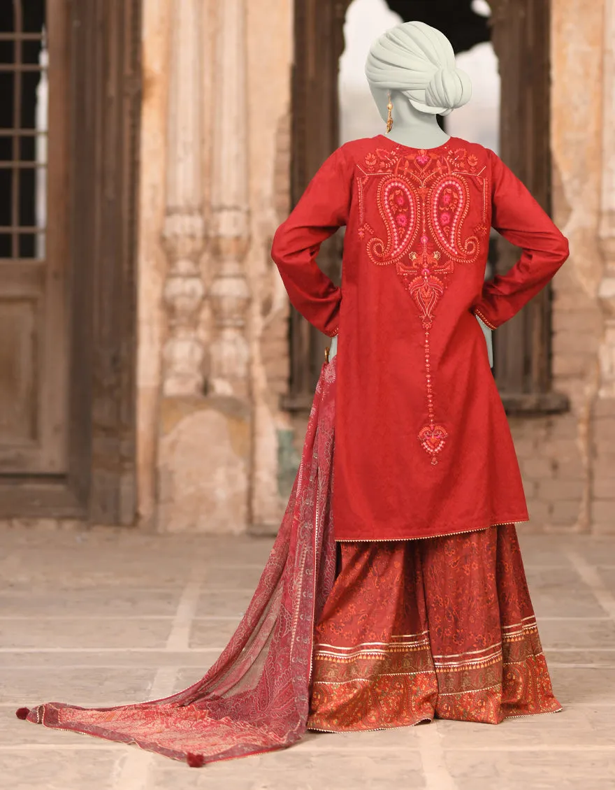 RED DOBBY 3PC STITCHED | JLAWN-S-25-014/S KASHMARI-02 sold by Junaid Jamshed product image thumbnail 2
