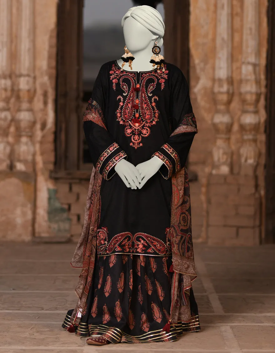 BLACK DOBBY 3PC STITCHED | JLAWN-S-25-016/S KASHMIRI-04 sold by Junaid Jamshed