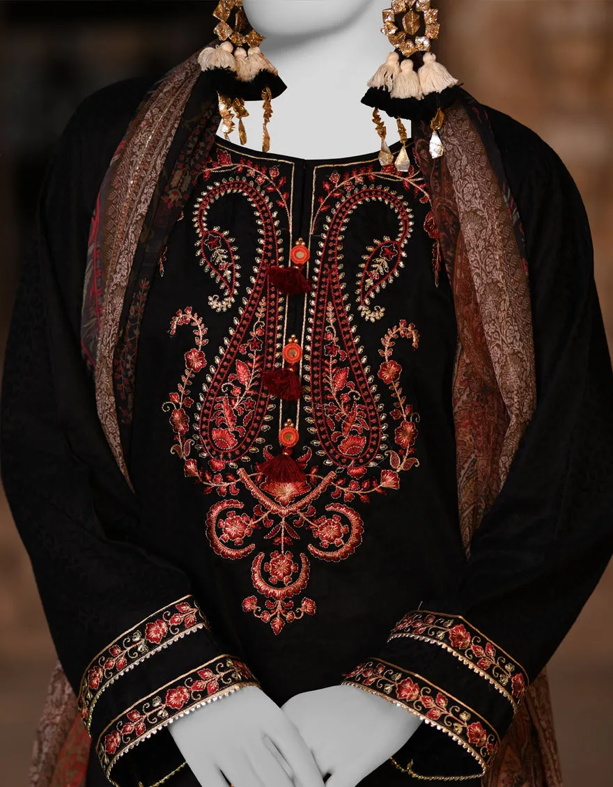 BLACK DOBBY 3PC STITCHED | JLAWN-S-25-016/S KASHMIRI-04 sold by Junaid Jamshed product image thumbnail 3
