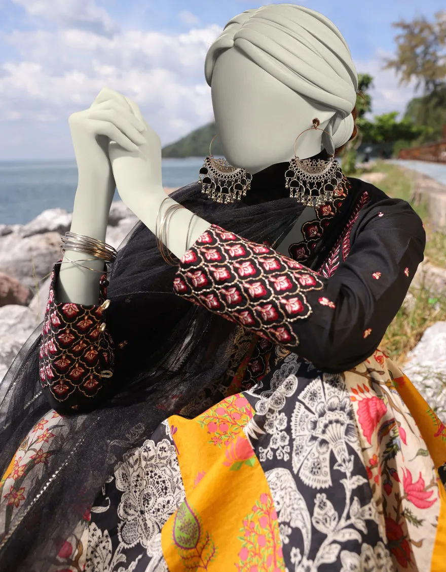 BLACK LAWN 3PC STITCHED | JLAWN-S-25-026/S ETHNIC BOGO-2 sold by Junaid Jamshed product image thumbnail 3