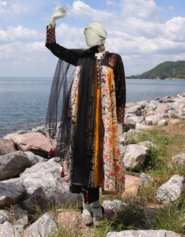 BLACK LAWN 3PC STITCHED | JLAWN-S-25-026/S ETHNIC BOGO-2 sold by Junaid Jamshed