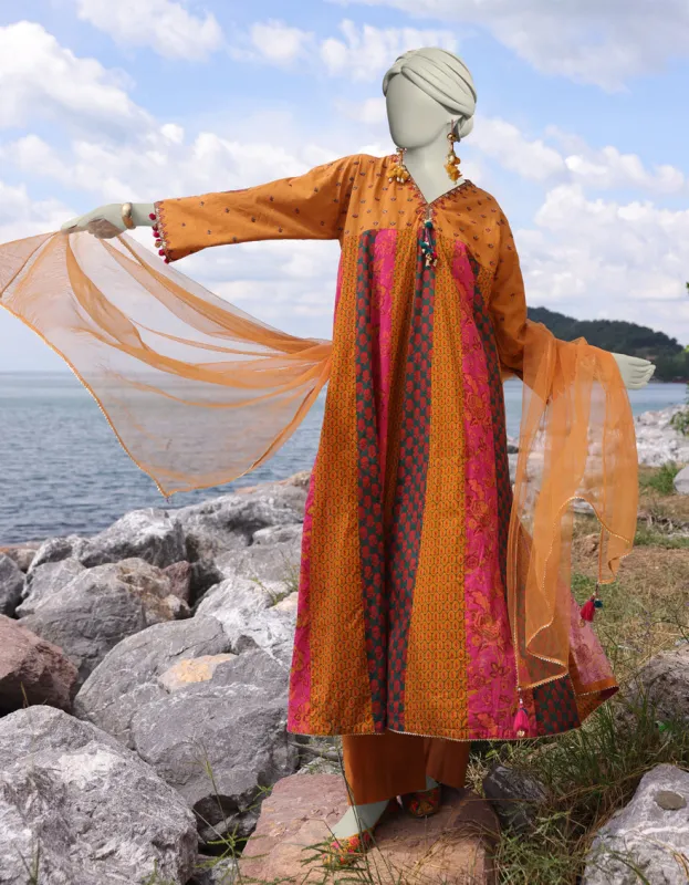 RED LAWN 3PC STITCHED | JLAWN-S-25-029/S ETHNIC BOGO-5 sold by Junaid Jamshed