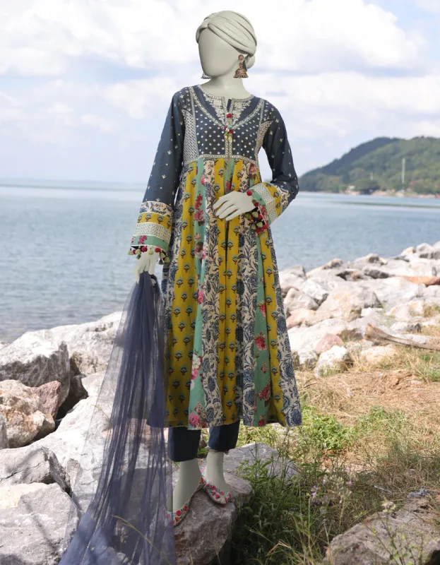 GREY LAWN 3PC STITCHED | JLAWN-S-25-030/S ETHNIC BOGO-6 sold by Junaid Jamshed