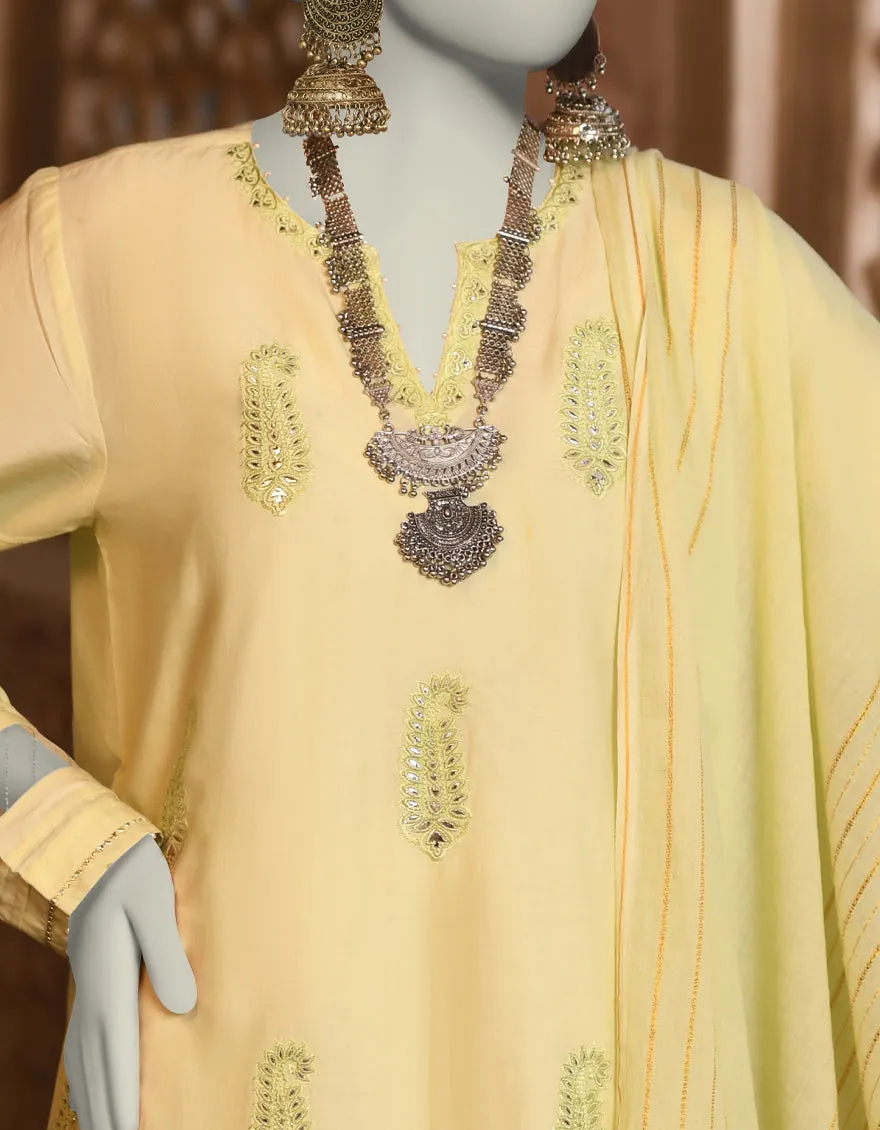 YELLOW LAWN 3PC STITCHED | JLAWN-S-25-035/S CHAMPA PANI-05 sold by Junaid Jamshed product image thumbnail 3