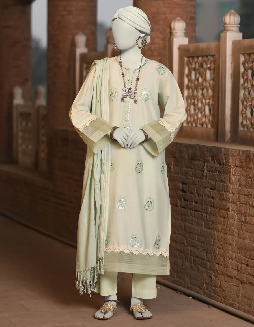 GREEN LAWN 3PC STITCHED | JLAWN-S-25-036/S CHAMPA PANI-6 sold by Junaid Jamshed