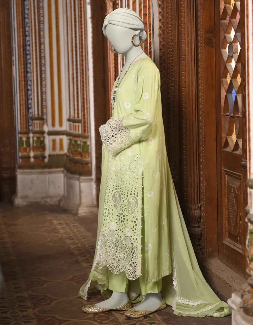 GREEN ORGANZA 3PC STITCHED | JLAWN-S-25-043/S SCHIFFLI-1 sold by Junaid Jamshed product image thumbnail 2
