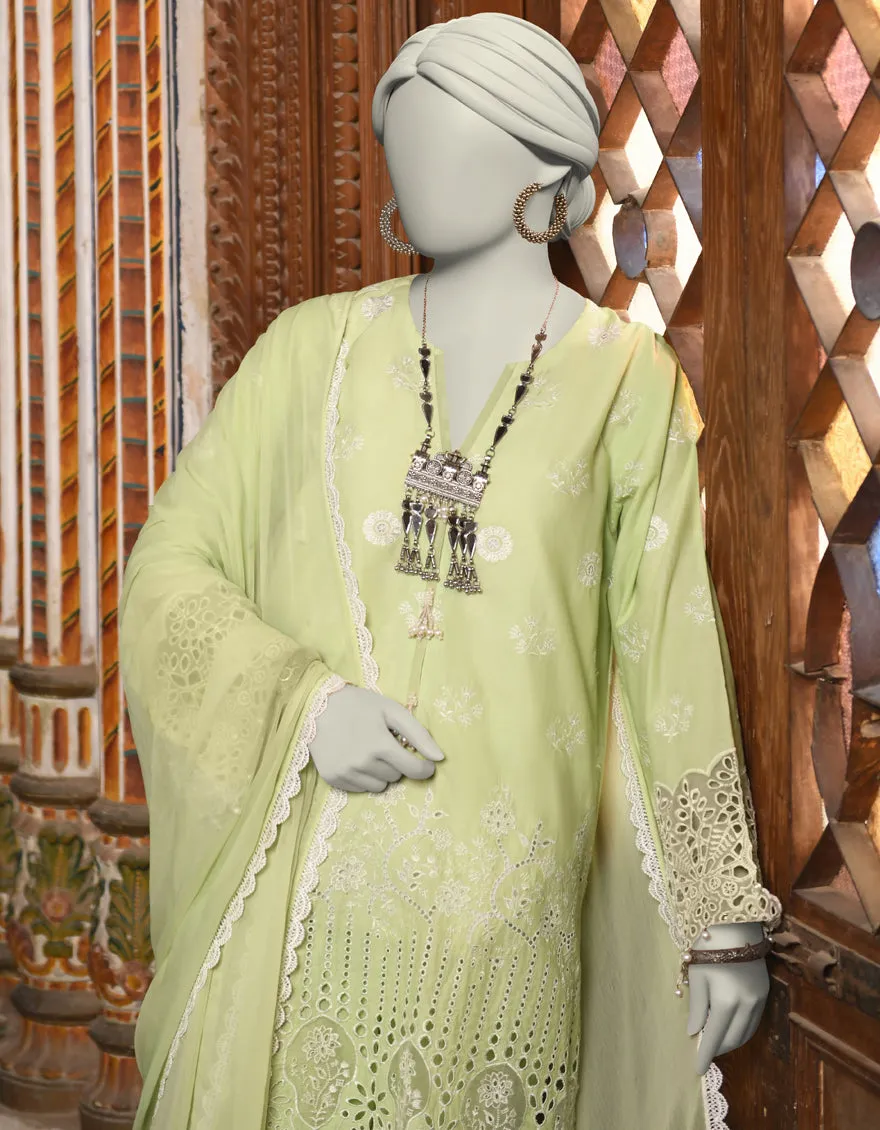 GREEN ORGANZA 3PC STITCHED | JLAWN-S-25-043/S SCHIFFLI-1 sold by Junaid Jamshed product image thumbnail 3