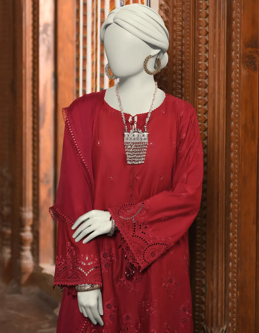 RED ORGANZA 3PC STITCHED | JLAWN-S-25-044/S SCHIFFLI-2 sold by Junaid Jamshed product image thumbnail 2