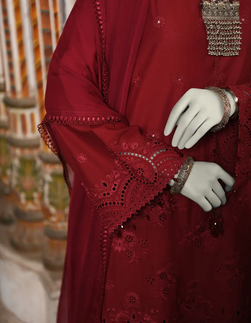 RED ORGANZA 3PC STITCHED | JLAWN-S-25-044/S SCHIFFLI-2 sold by Junaid Jamshed product image thumbnail 3