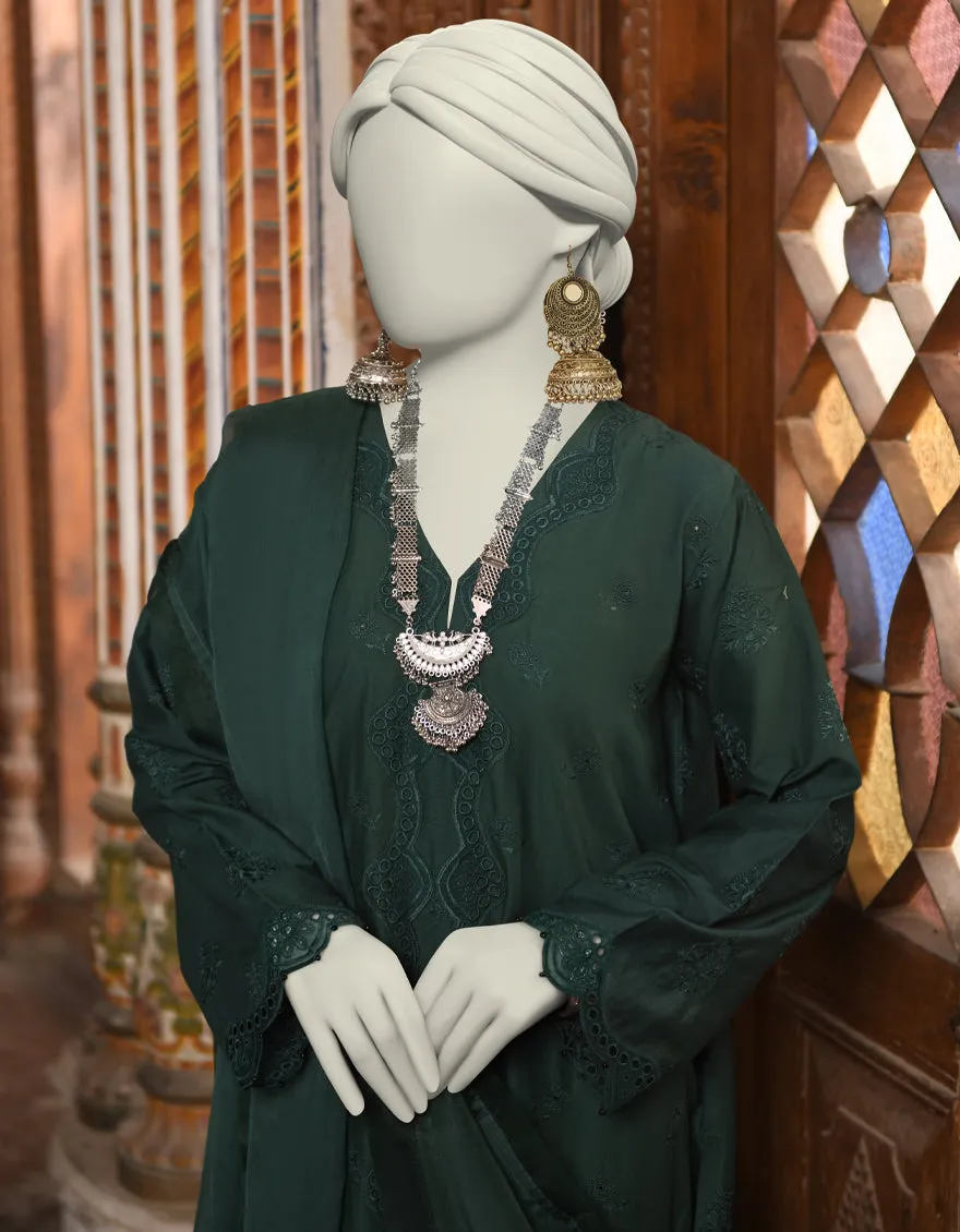 GREEN ORGANZA 3PC STITCHED | JLAWN-S-25-045/S SCHIFFLI-3 sold by Junaid Jamshed product image thumbnail 3