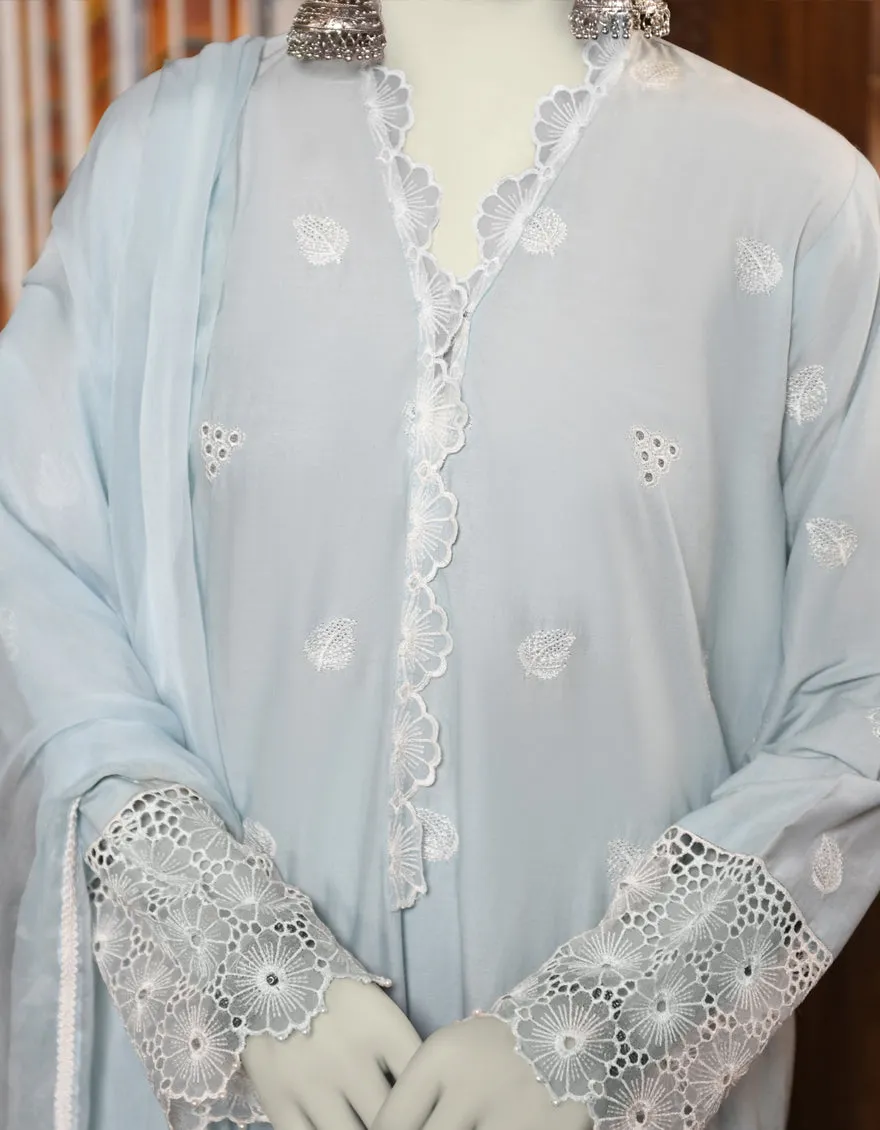 BLUE LAWN 3PC STITCHED | JLAWN-S-25-046/S SCHIFFLI-4 sold by Junaid Jamshed product image thumbnail 3