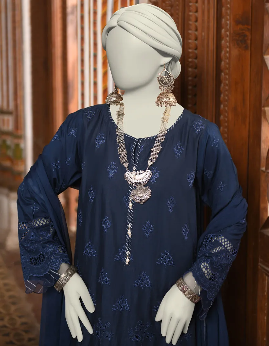BLUE LAWN 3PC STITCHED | JLAWN-S-25-047/S SCHIFFLI-5 sold by Junaid Jamshed product image thumbnail 3