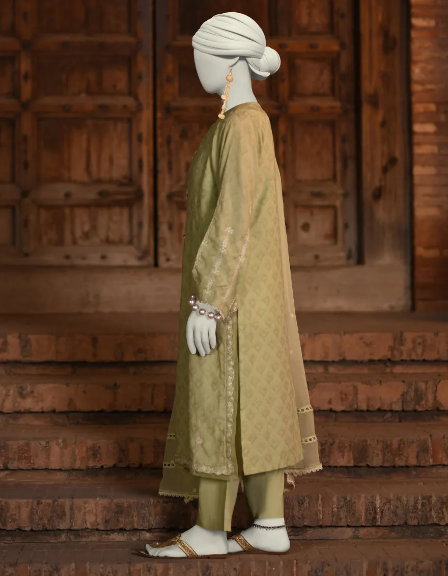 GREEN DOBBY 3PC STITCHED | JLAWN-S-25-051/S CUT WORK-03 sold by Junaid Jamshed product image thumbnail 2