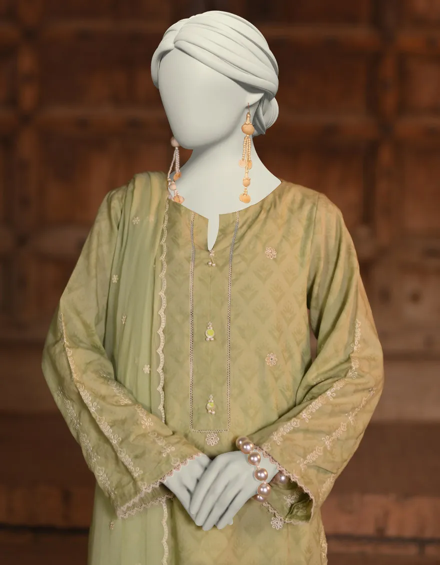 GREEN DOBBY 3PC STITCHED | JLAWN-S-25-051/S CUT WORK-03 sold by Junaid Jamshed product image thumbnail 3