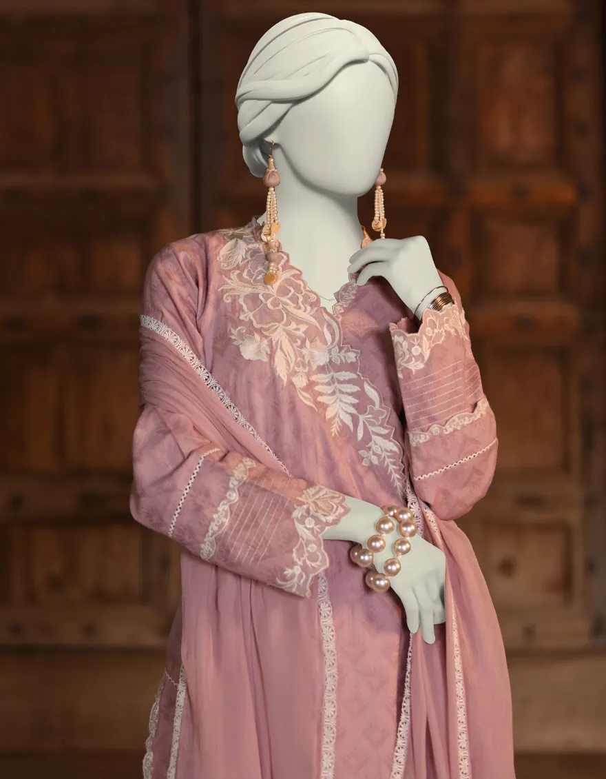 PINK DOBBY 3PC STITCHED | JLAWN-S-25-052/S CUT WORK-04 sold by Junaid Jamshed product image thumbnail 3
