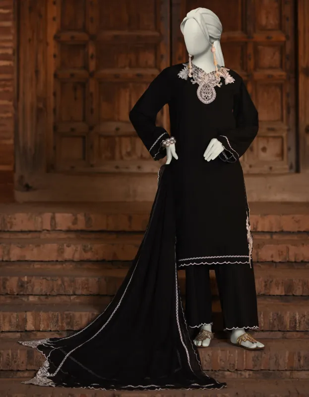 BLACK DOBBY 3PC STITCHED | JLAWN-S-25-054/S CUT WORK-06 sold by Junaid Jamshed