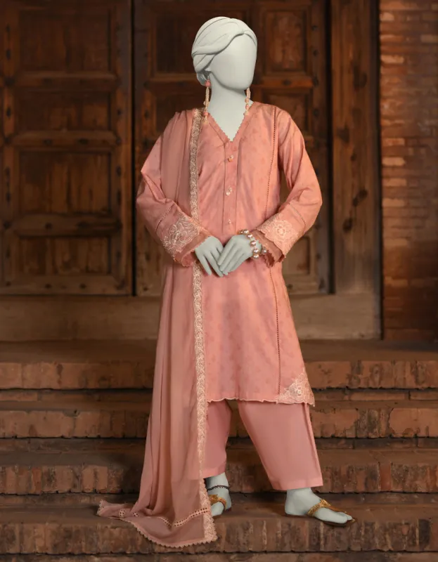 PINK DOBBY 3PC STITCHED | JLAWN-S-25-053/S CUT WORK-05 sold by Junaid Jamshed