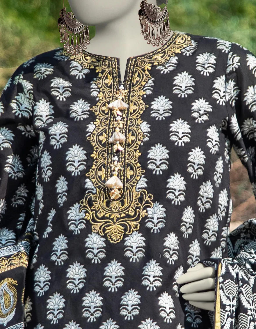 BLACK LAWN 3PC STITCHED | JLAWN-S-25-057/S ROYAL GARDEN-3 sold by Junaid Jamshed product image thumbnail 3